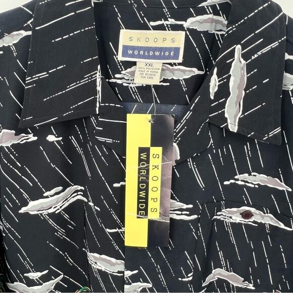 Skoops tropical Hawaiian palm tree fighter planes button down  shirt XXL NEW - Picture 6 of 9